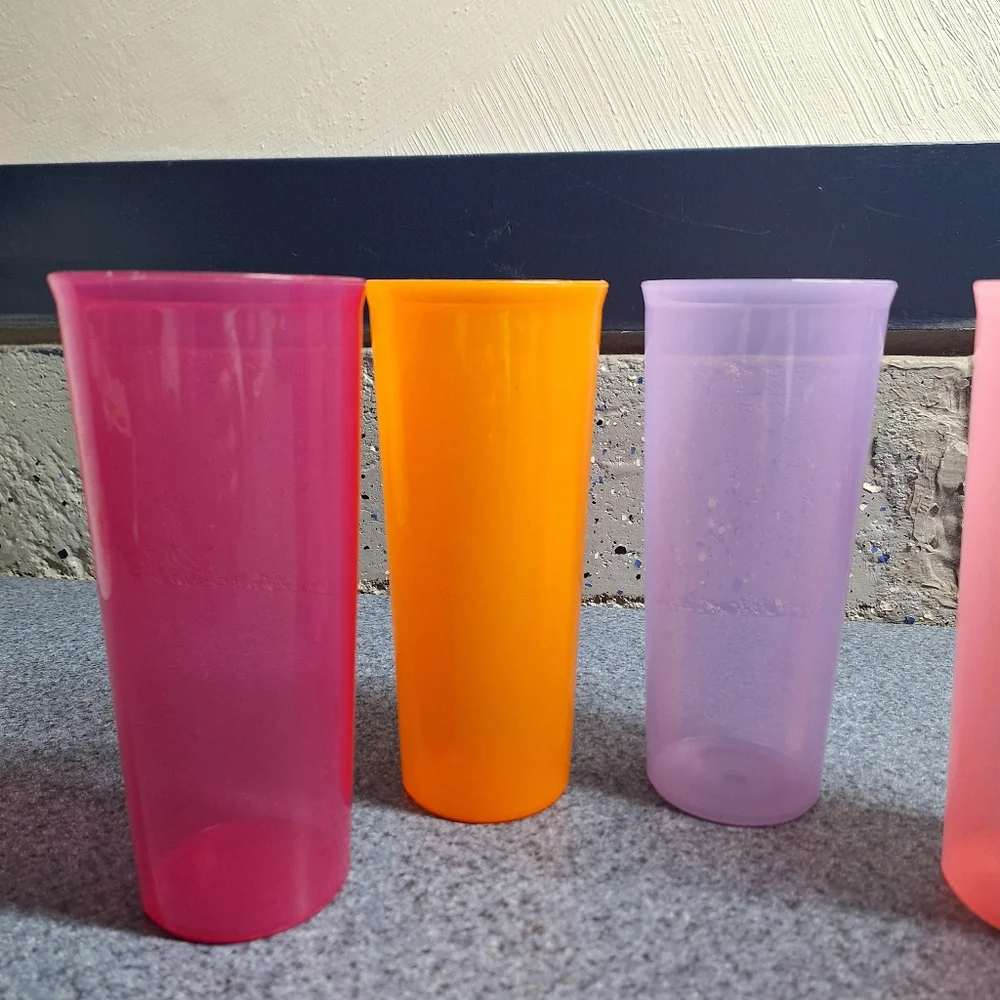 Tupperware 16oz Tumblers, #5107L-8,-4,-11,-14-12 Vintage, Set of 5